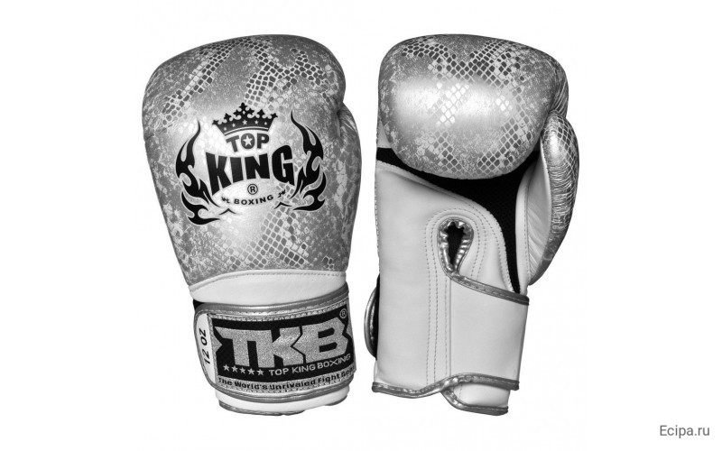 Боксерские перчатки TKB Snake White Silver 16 oz