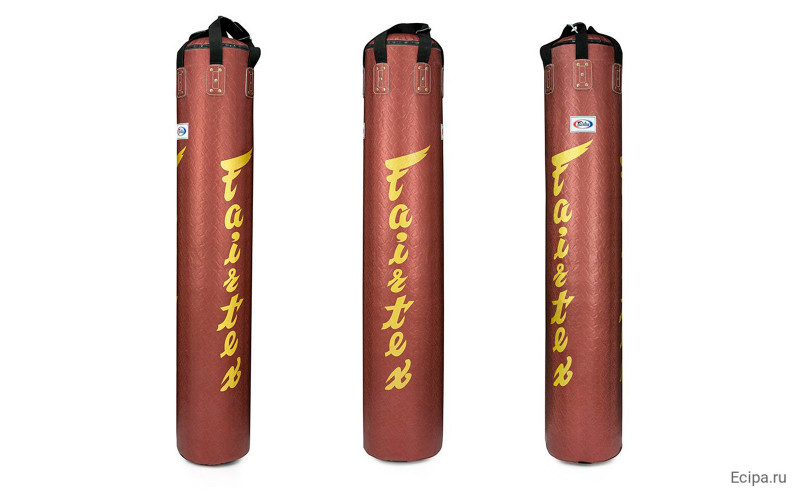 Боксерский мешок Fairtex HB6PY Red (gold silk screen) Banana Bag (БЕЗ НАПОЛНЕНИЯ)
